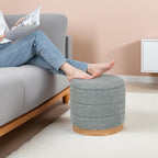 Large Round Chenille Storage Ottoman with Tray Top