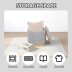 Large Round Chenille Storage Ottoman with Tray Top