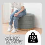 Large Round Chenille Storage Ottoman with Tray Top
