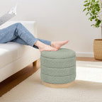 Large Round Chenille Storage Ottoman with Tray Top