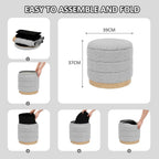 Large Round Chenille Storage Ottoman with Tray Top