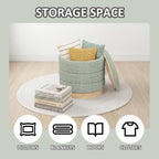 Large Round Chenille Storage Ottoman with Tray Top