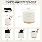 Large Round Chenille Storage Ottoman with Tray Top