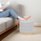 Large Round Chenille Storage Ottoman with Tray Top