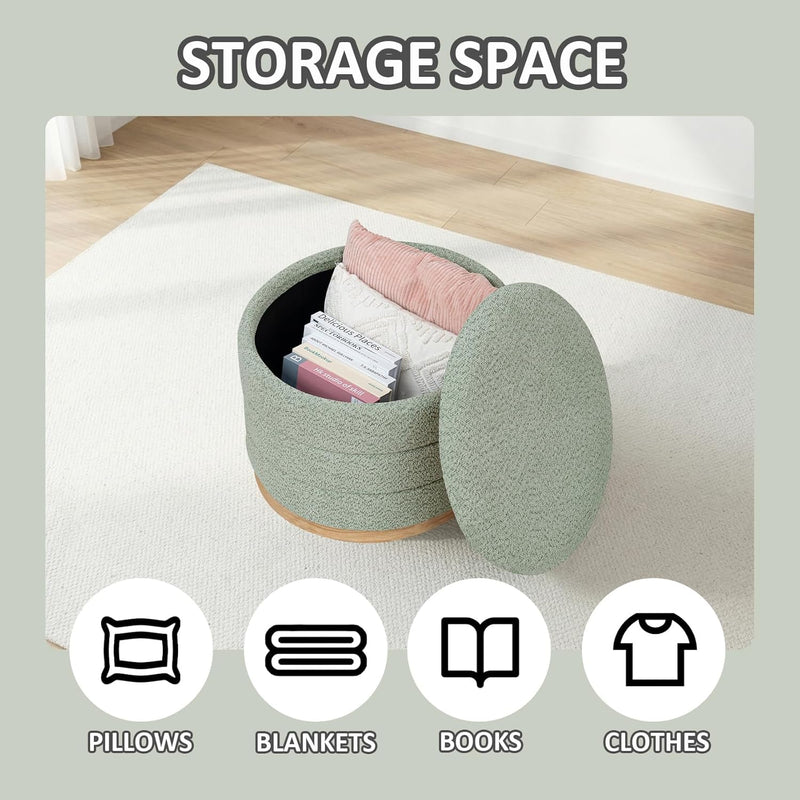 Round Chenille Storage Ottoman Tray Top