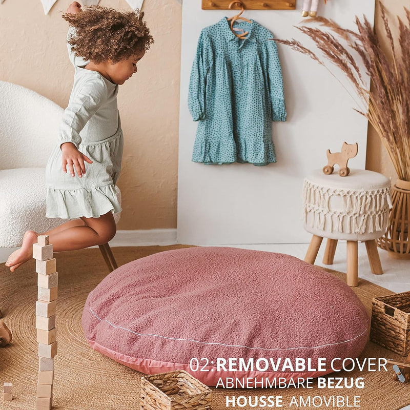 Large Round Floor Cushion Pillow for Kids Cotton