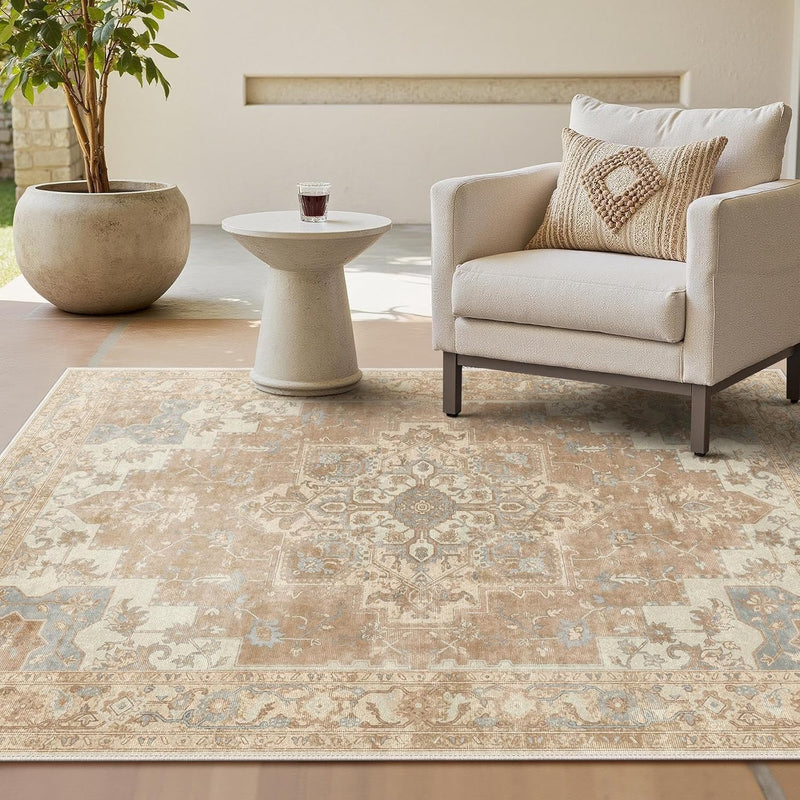 Large Rug Boho Sage Washable Non-Slip Vintage