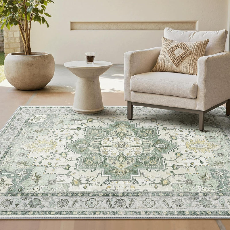 Large Rug Heritage Washable Non-Slip Vintage Boho