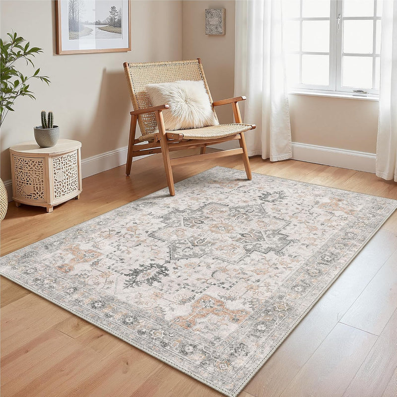 Large Rug Heritage Washable Non-Slip Vintage Boho