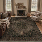 Large Rug Heritage Washable Non-Slip Vintage Boho