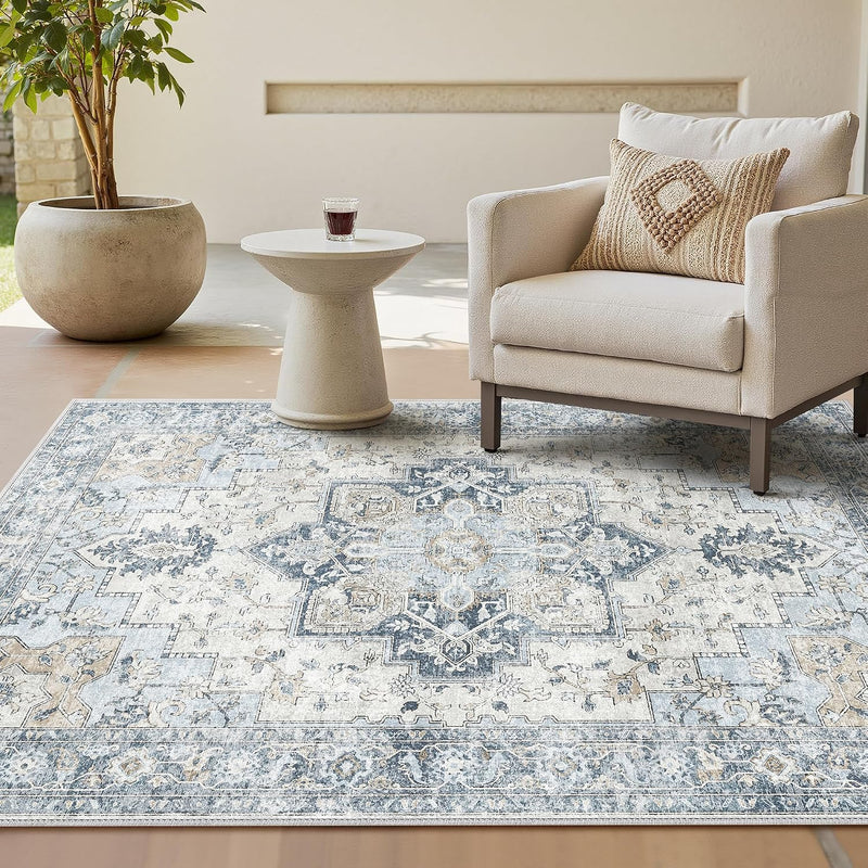 Large Rug Heritage Washable Non-Slip Vintage Boho