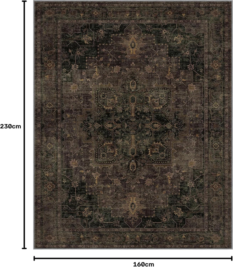 Large Rug Heritage Washable Non-Slip Vintage Boho
