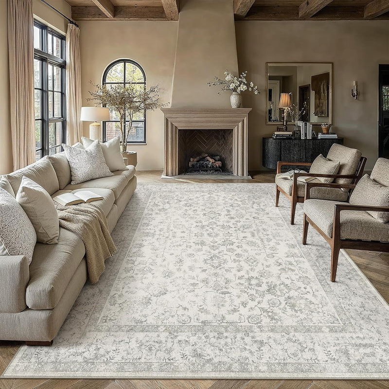 Large Living Room Area Rug Vintage Washable