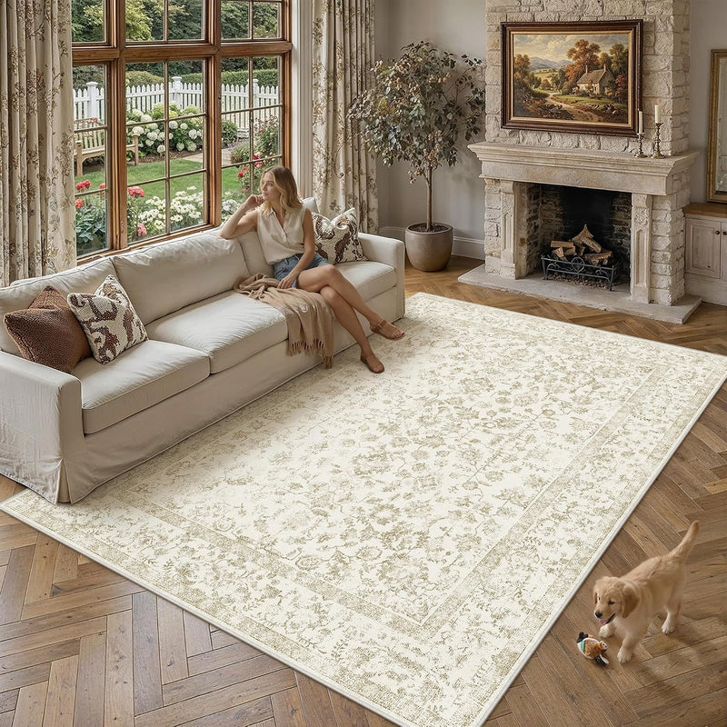 Large Living Room Area Rug Vintage Washable