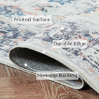 Large Rug Washable Floral Non Slip Lightweight