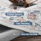 Large Rug Washable Floral Non Slip Lightweight