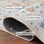 Large Rug Washable Floral Non Slip Lightweight