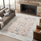 Large Rug Washable Floral Non Slip Lightweight