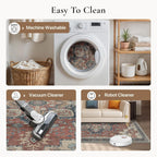 Round Rug Washable Non-Slip Vintage Boho Carpet
