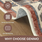 Round Rug Washable Non-Slip Vintage Boho Carpet