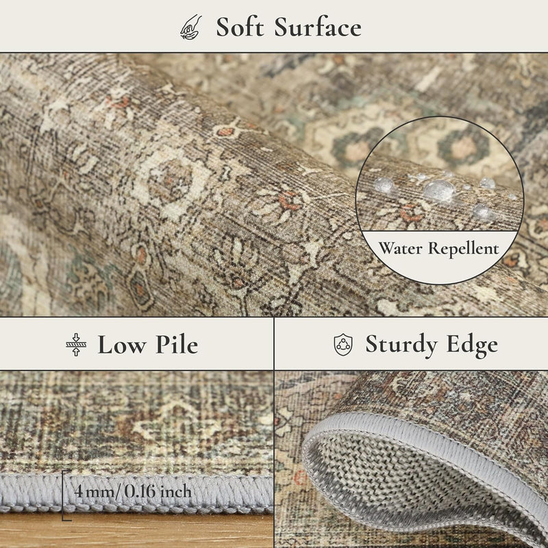 Extra Large Rug Oat Taupe Washable Non-Slip