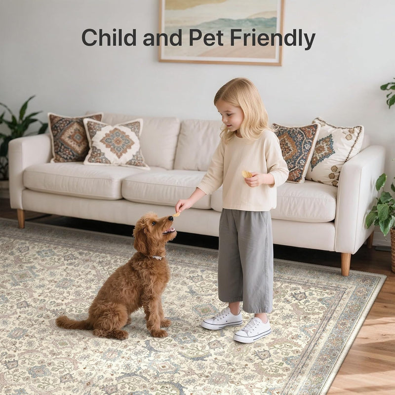 Extra Large Rug Oat Taupe Washable Non-Slip