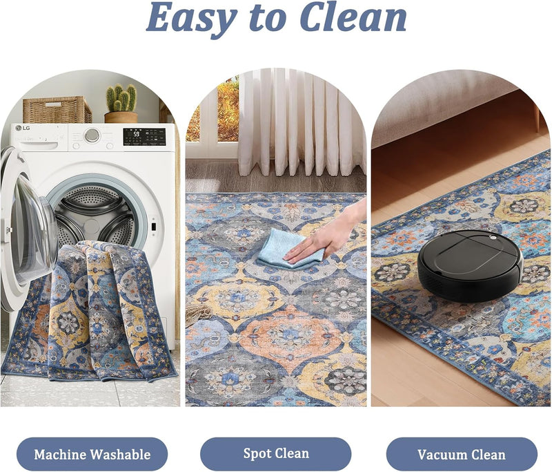 Large Rugs for Living Room Vintage Washable