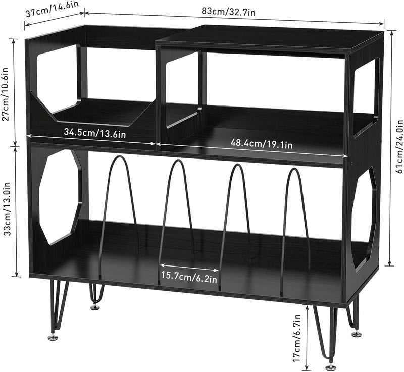 Large Rustic Record Player Stand 2 Tier Table