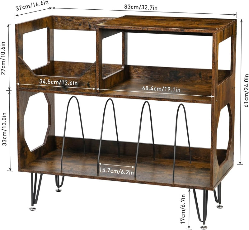 Large Rustic Record Player Stand 2 Tier Table
