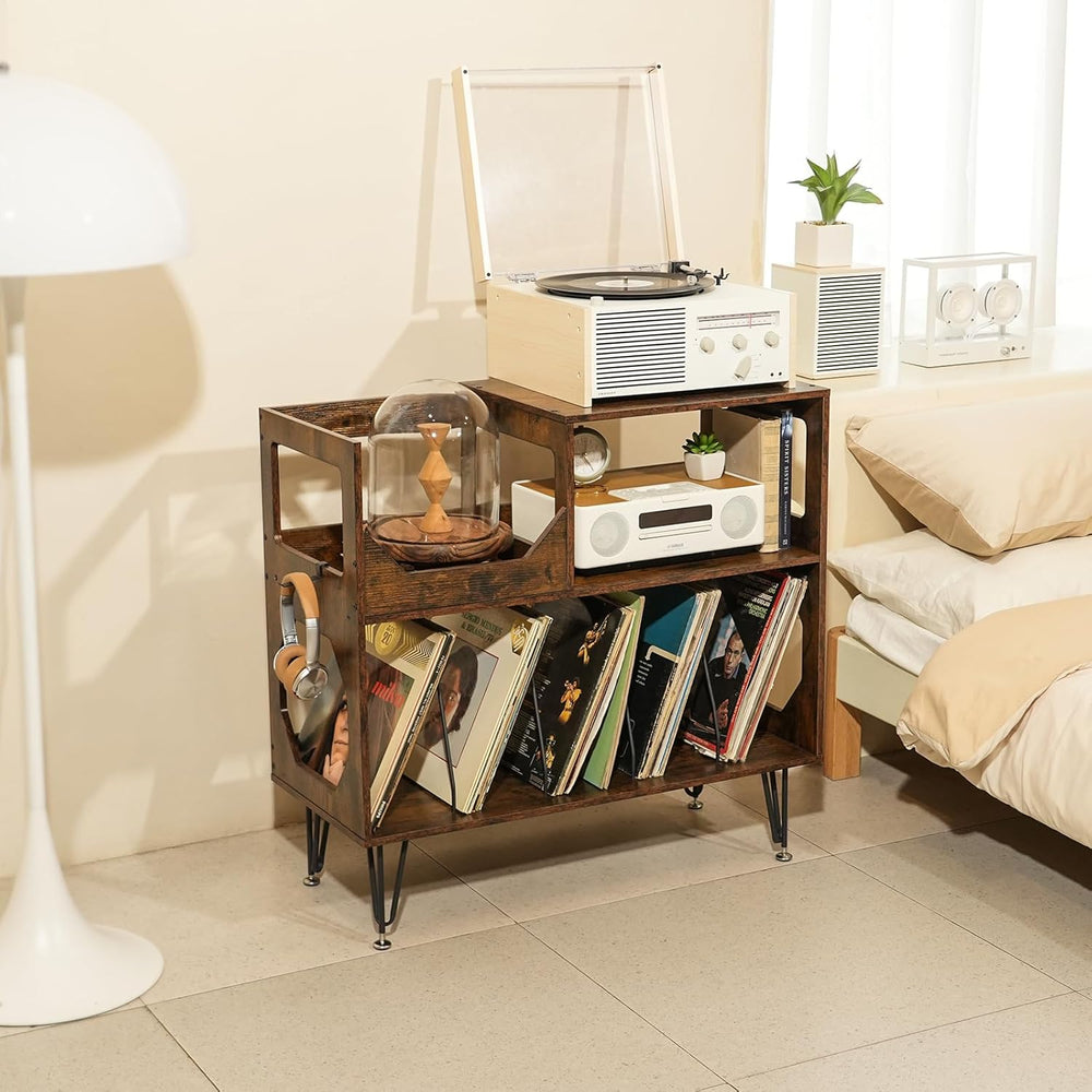 Large Rustic Record Player Stand 2 Tier Table