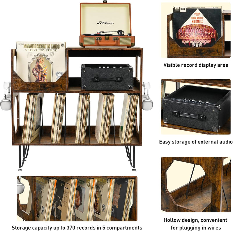 Large Rustic Record Player Stand 2 Tier Table