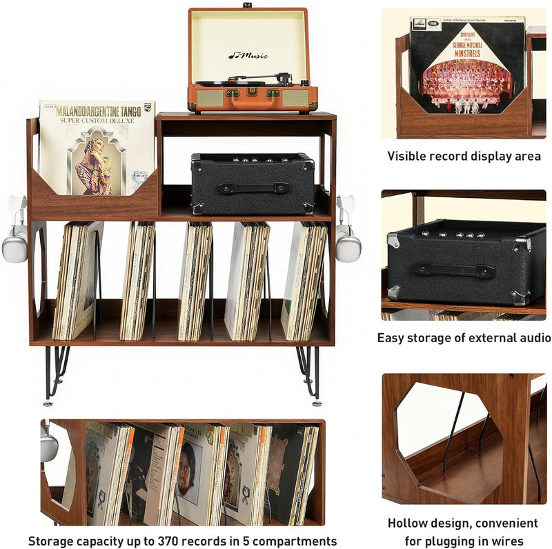 Large Rustic Record Player Stand 2 Tier Table