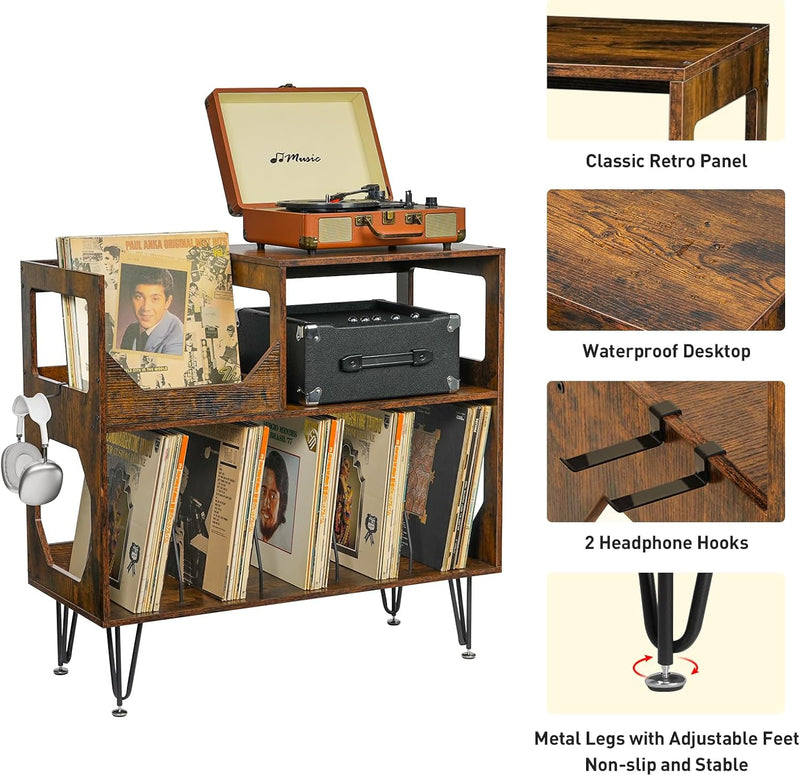 Large Rustic Record Player Stand 2 Tier Table