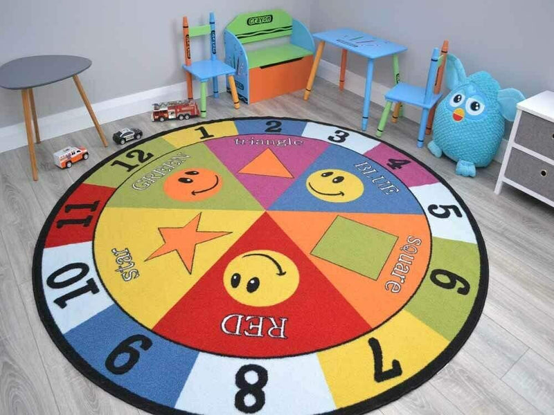 Large Small Kids Childrens Circle Circular Play Rugs