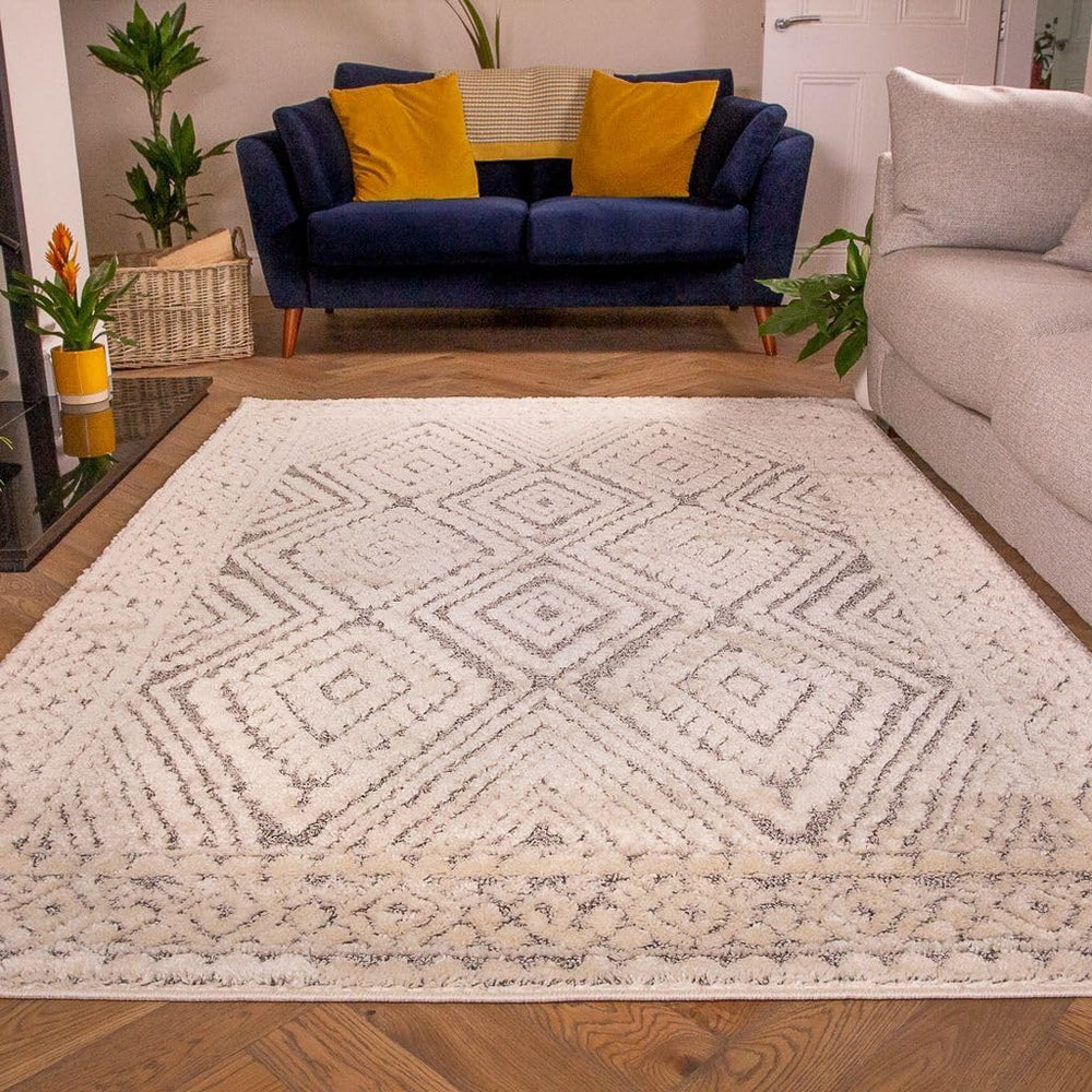Large Soft Fluffy Trellis Area Rug Shaggy Shag