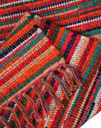 Large Square Eco Friendly Multi Colour Stripe Fringed