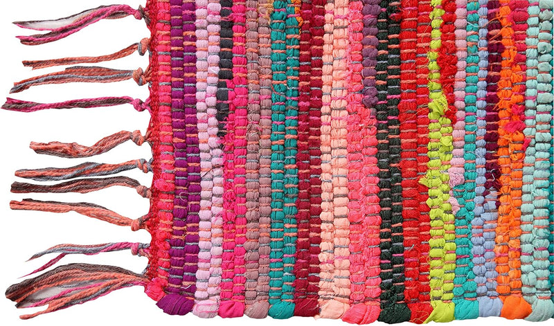 Large Square Eco Friendly Multi Colour Stripe Fringed