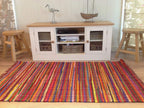 Large Square Eco Friendly Multi Colour Stripe Fringed