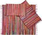 Large Square Eco Friendly Multi Colour Stripe Fringed