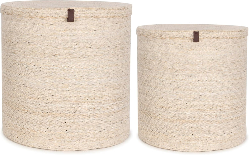 Large Storage and Laundry Baskets Bleached Off- Set