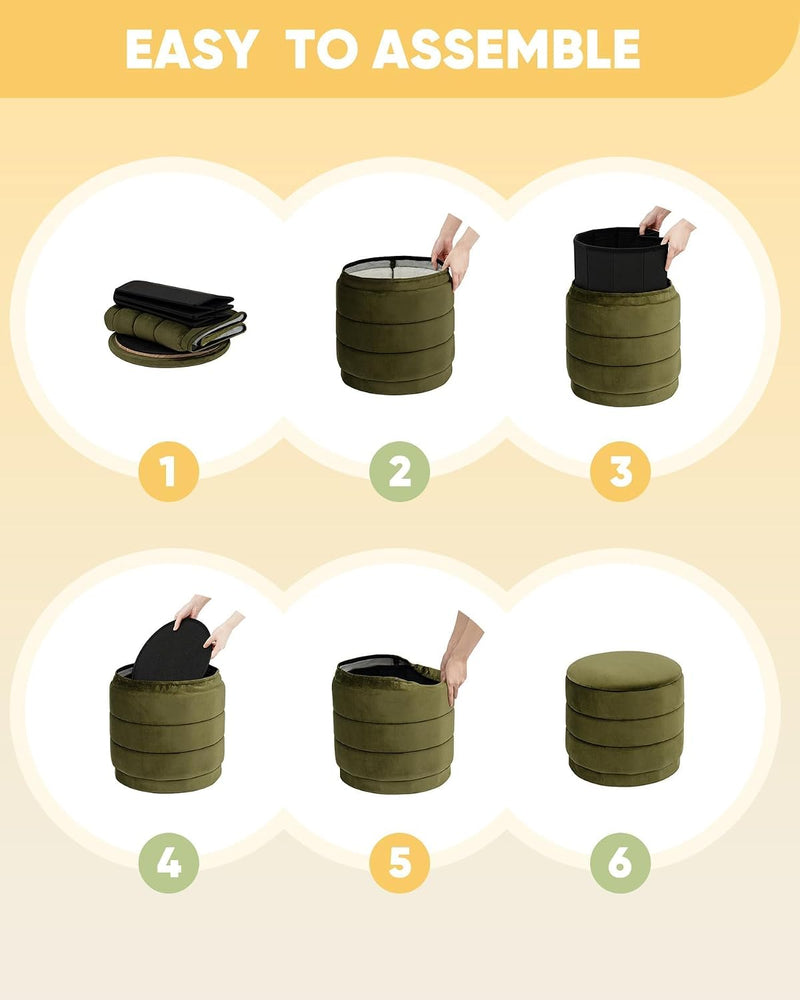 Large Storage Ottoman Round Folding Foot Rest