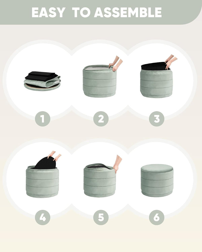 Large Storage Ottoman Round Folding Foot Rest