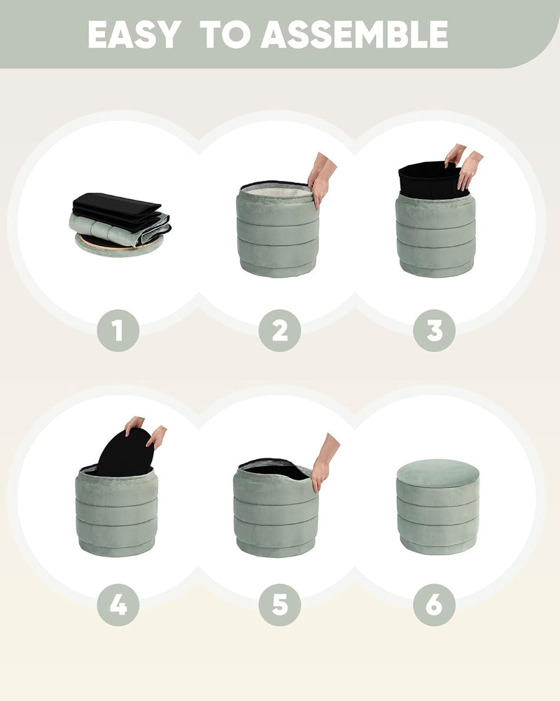 Large Storage Ottoman Round Folding Foot Rest