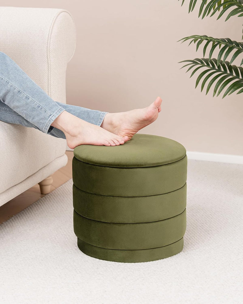 Large Storage Ottoman Round Folding Foot Rest