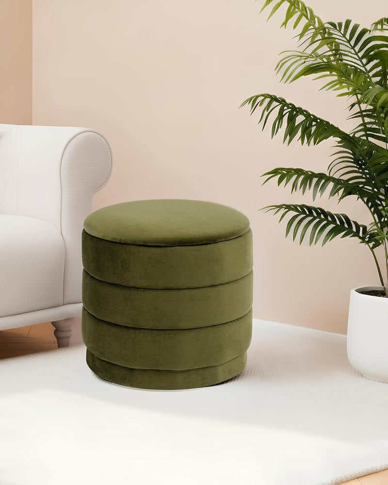 Large Storage Ottoman Round Folding Foot Rest