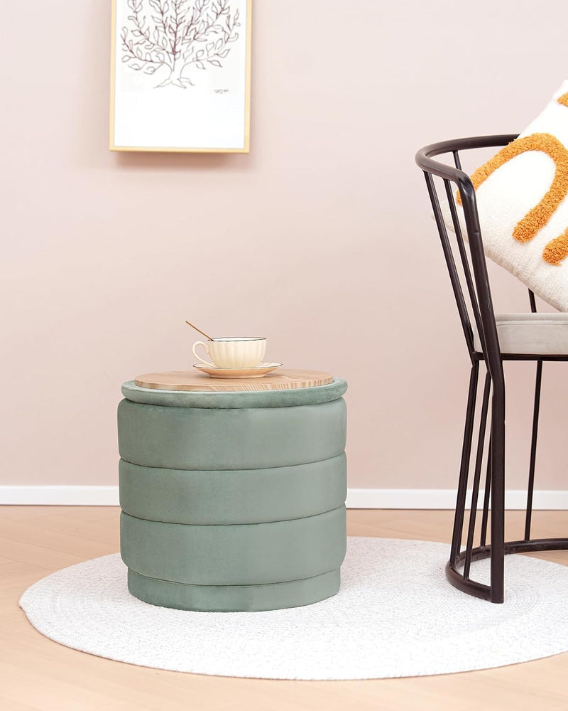 Large Storage Ottoman Round Folding Foot Rest