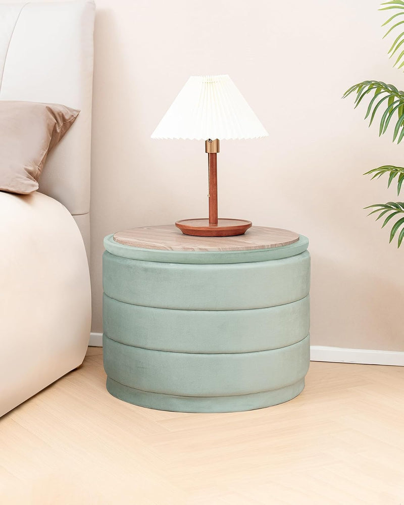 Large Storage Ottoman Round Folding Foot Rest