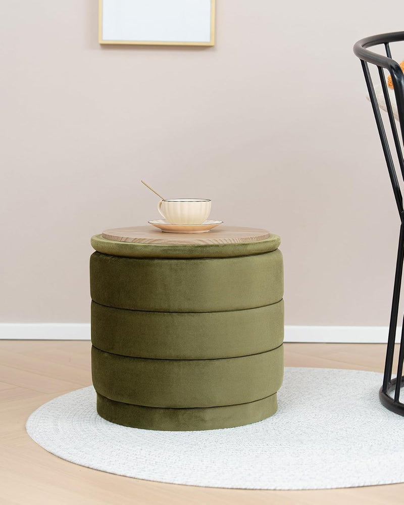 Large Storage Ottoman Round Folding Foot Rest
