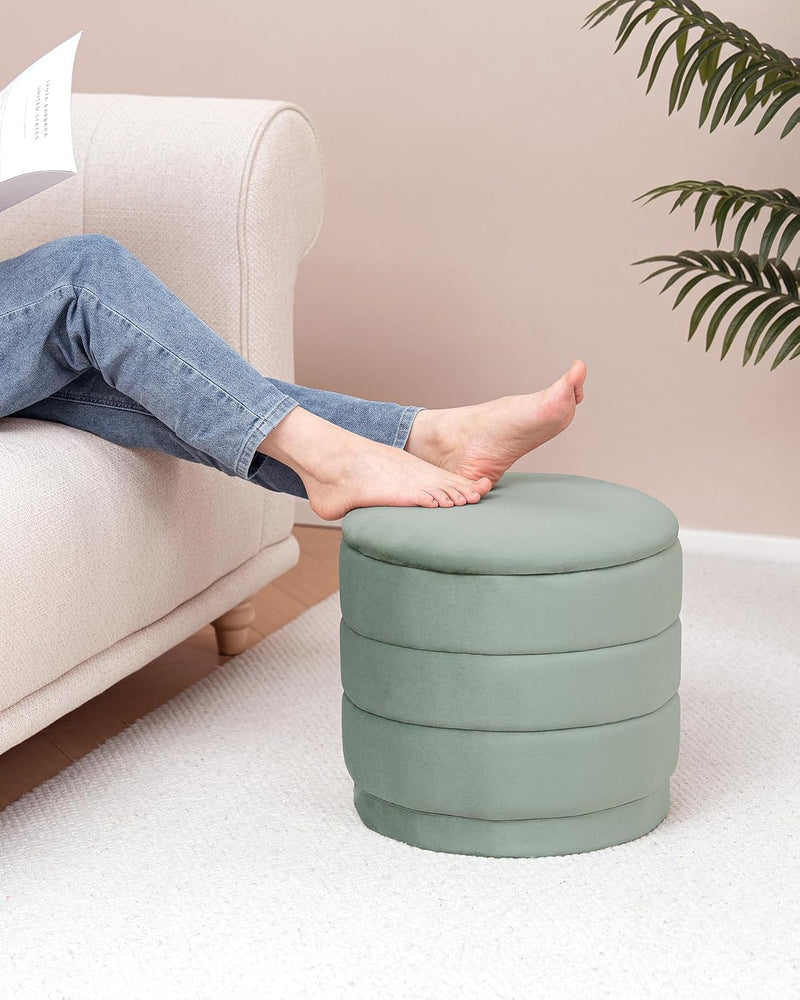 Large Storage Ottoman Round Folding Foot Rest
