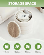 Large Storage Ottoman Round Folding Foot Rest